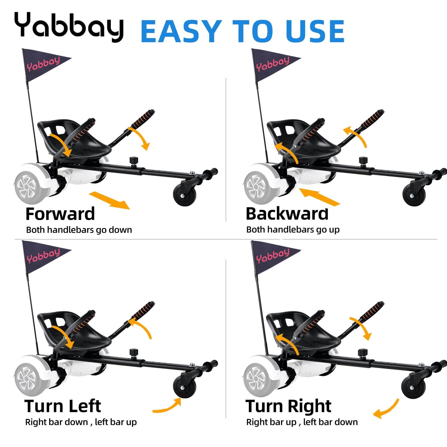 Eco-Friendly Hoverboard Go Kart Attachment with Safety Flag & Handguard – Compatible with 6.5", 8", 8.5", 10" Hoverboards – Safe & Fun Riding Experience for Kids and Teenager! thumbnail 7