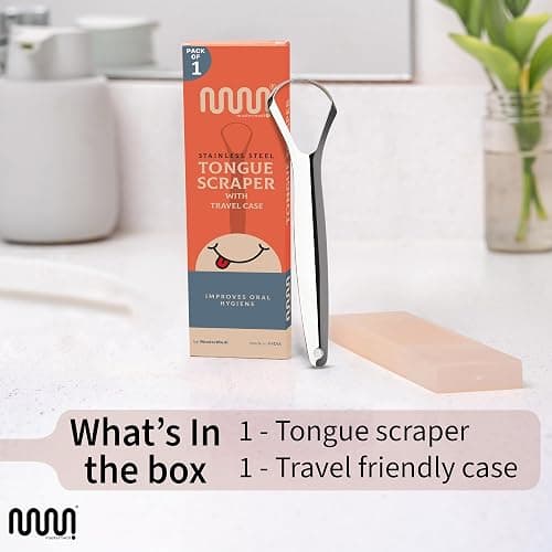 MasterMedi Tongue Scraper for Adults, 100% Stainless Steel Tongue Scrubber for Bad Breath, Easy to Use, Tongue Cleaner for Oral Care & Hygiene (SPTC-1|with Case) thumbnail 5