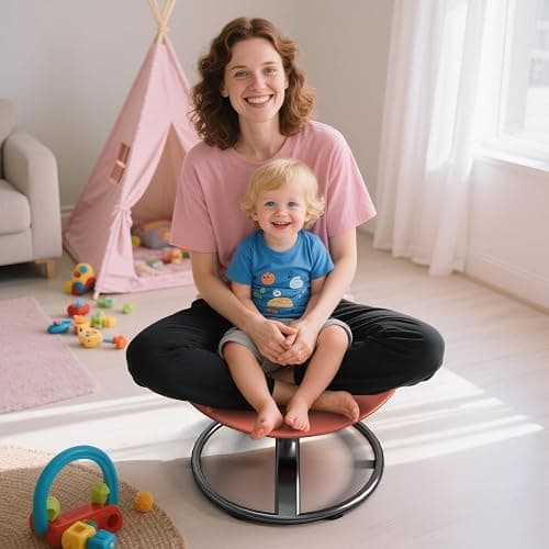 pozoera Spinning Chair for Autistic Kids - Sensory Spinning Chair for Autistic Children with Safety Handle & Non-Slip Design, Sensory Swivel Chairs for Kids 3-8 Years(Orange) thumbnail 8