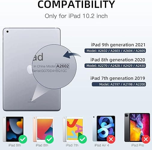 Mastten Compatible with iPad 9th/8th/7th Generation Case, for iPad 10.2 Inch Case with Pencil Holder, TPU Smart Stand Back Cover 2021/2020/2019, Auto Wake/Sleep, Rose Pink thumbnail 2