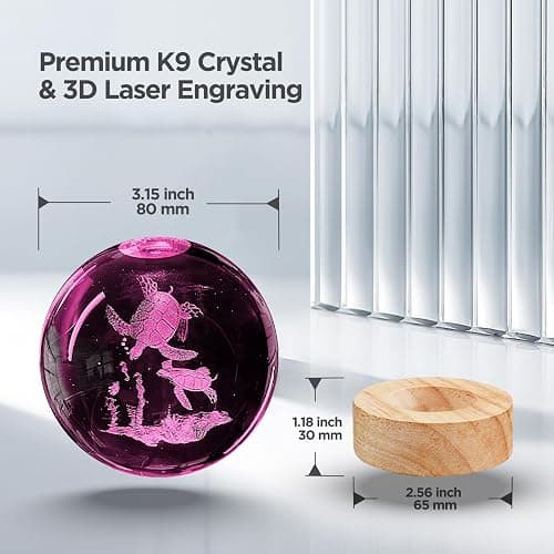 3D Sea Turtle Crystal Ball Night Light with 16 Color LED Wooden Base, Large 3.15 Inch Sea Turtle Glass Ball Lamps with Remote Cool Birthday Christmas Turtle Decor Gifts for Boys Girls Friends thumbnail 2