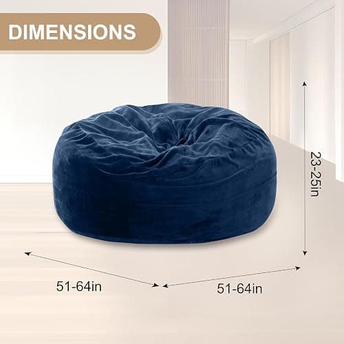 XOFUGEM Bean Bag Chair for Adults,5FT Oversize Floor Bean Bags Offers Ample Space for Adults,Memory Foam Giant Bean Bags,Lounger Versatile Design Suits Any Room,Movie Nights,Reading (Blue, 5FT) thumbnail 2
