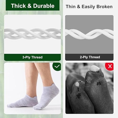 Niorasen Ankle Socks for Men, 6 Pairs Bamboo Rayon Breathable Sports Low Cut Thin, Multicolor Size 6-8 9-11 12-14 thumbnail 4