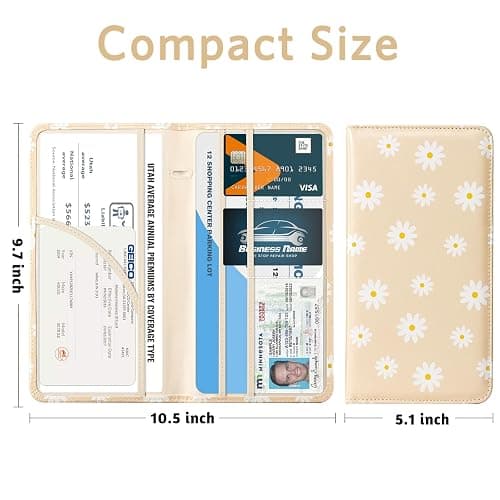 CoBak Car Registration and Insurance Holder - Vehicle Glove Box Car Organizer,Auto Truck Comparment Accessories Case with Magnetic Closure for Essential Document,Driver License,Cards thumbnail 2
