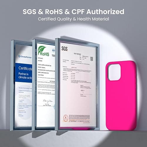 ORNARTO Compatible with iPhone 15 Pro Max Case 6.7", Slim Liquid Silicone 3 Layers Soft Gel Rubber Shockproof Protective Phone Case with Anti-Scratch Microfiber Lining-Hot Pink thumbnail 7