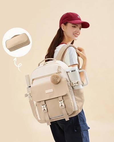 LOVEVOOK School Backpack for Teen Girls, 14-18 Casual Large Capacity Student Laptop Backpack with Pencil Case, 15.6 Inch Bookbag for College, Middle & High School, Gift for Girls thumbnail 2