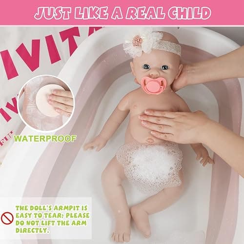 IVITA 20 inch Reborn Silicone Baby Dolls Girl Lifelike Real Newborn Real Life Babies for Kids Ages 3+ Best Birthday Present Stress-Relief Toy thumbnail 4