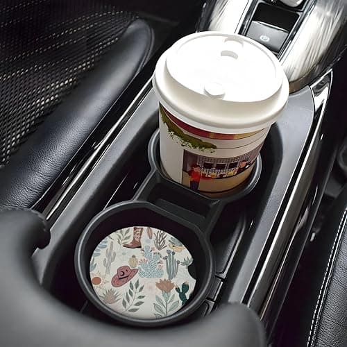 Fcergeo Car Coasters for Cup Holders - (Cottagecore Western Cowboy hat) | (2 Pack) 2.56 Inch Ceramic - Absorbent, Anti-Slip Insert Coasters Car Interior Accessories Unisex for Women & Men thumbnail 6