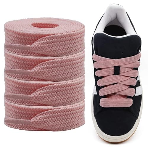 Fermacavi Spessi per Adidas Campus 00s, Confezione da 2 Paia Lacci Spessi Piatta e Larga da 15mm, Lacci di Ricambio per Scarpe da Ginnastica - 1.0m - Rosa - 2 Paia