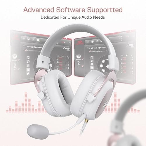 Redragon H510 Zeus White Wired Gaming Headset - 7.1 Surround Sound - Memory Foam Ear Pads - 53MM Drivers - Detachable Microphone - Multi Platforms for PC, PS4/3 & Xbox One/Series X, NS thumbnail 5