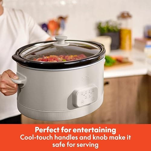 bella 6.0 Qt Programmable Slow Cooker, Ceramic Nonstick Coating, Adjustable Temperature & Cooking Times, Dishwasher Safe Stoneware Pot & Tempered Glass Lid, Tangle Free Cord Wrap, Oatmilk thumbnail 7