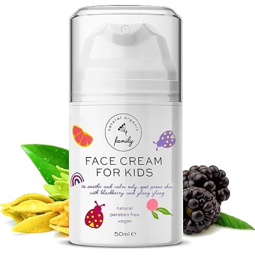 Gentle Face Cream Moisturizer for Kids and Preteens – Nourishing and Calming for All Skin Types – Natural Ingredients: Hyaluronic Acid and Vitamin E - Made in UK 50ml - Blackberry & Ylang - Image 1