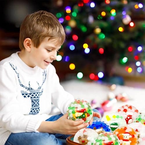 LOKIPA 8 PCS Christmas Stress Ball,Xmas Stress Relief Ball Christmas Water Bead Squeeze Fidget toy for Children Adult Fun Party Gift Filler thumbnail 2