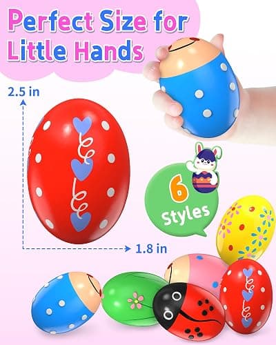 6 Pack Wooden Percussion Musical Shaker, Toddlers Stocking Stuffers, Baby Christmas Stocking Easter Basket Stuffers Egg Fillers Easter Gifts Montessori Toys for Kids Boys Girls thumbnail 6