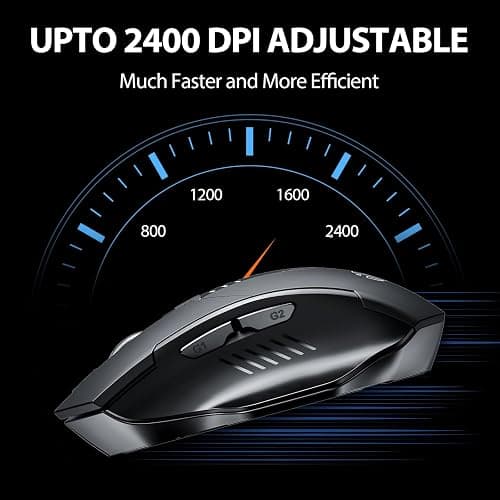 INPHIC Wireless Mouse Rechargeable, Silent Click, [Battery Level Visible] | USB 2.4G Cordless Mouse for Laptop PC Computer Tablets, 6 Buttons, 2400DPI 4 Adjustment Levels, Black thumbnail 5