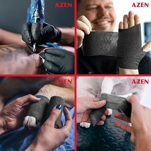 AZEN 40 Pack Self Adhesive Bandage Wrap Black, 2" X 5 Yards Black Athletic Tape, Vet Wrap, Tattoo Grip Tape Wrap，Ankle Tape, Cohesive Bandage Wrap thumbnail 7