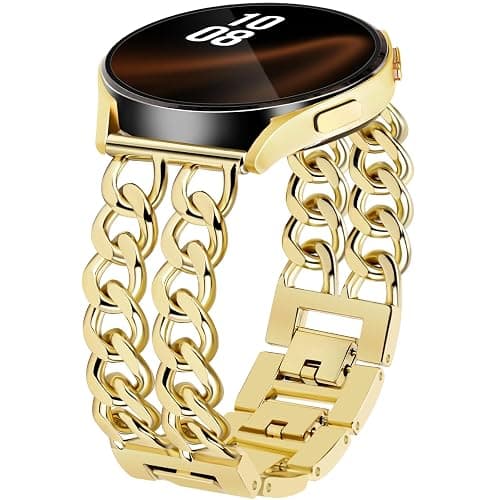Gold Metal Bracelet Band Women 20mm Adjustable Single Chain Compatible with Samsung Galaxy Watch 7/6/5/4/Active 2/4 Classic/6 Classic/5 Pro/FE 40mm 42mm 43mm 44mm 45mm 46mm 47mm (No Case) - Image 1