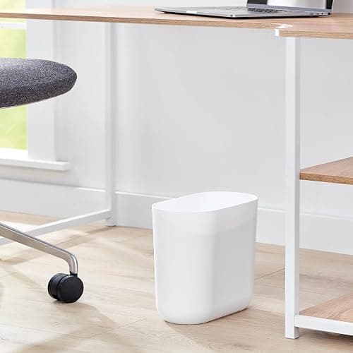 iDesign Small Slim Plastic Bathroom Trash Can, Garbage Can for Bedroom, Office, Desk, Dorm, White thumbnail 5