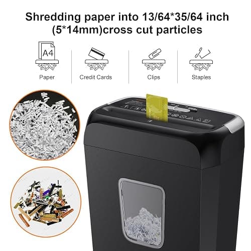 Bonsaii 6-Sheet Cross Cut Paper Shredder for Home, 3.4 Gal Bin | P-4 Security Level, Shreds Credit Cards, Staples & Paper Clips, with Portable Handle, Small Shredder for Home Office，C237-B thumbnail 3
