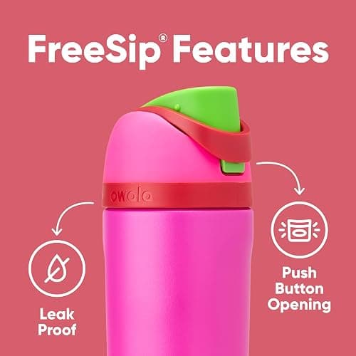 Owala Kids FreeSip Insulated Stainless Steel Water Bottle with Straw, BPA-Free Sports Water Bottle, Great for Travel, 16 oz, All the Berries thumbnail 3