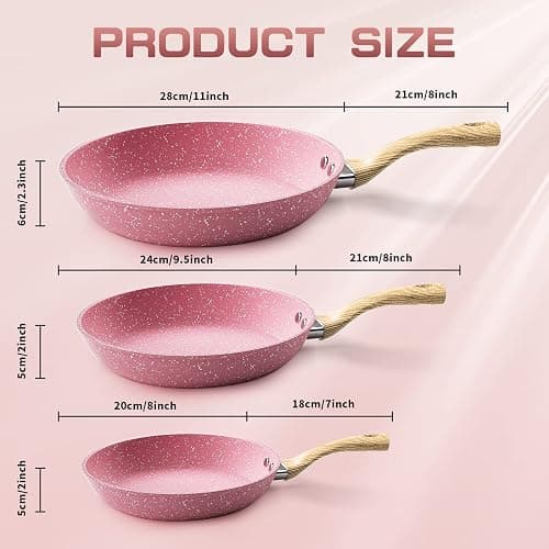 Innerwell 8-Inch Pink Nonstick Egg Pan, PFOA-Free Stone Cookware Skillet, Induction Compatible thumbnail 3