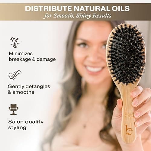 Boar Bristle Hair Brush for Women and Men, Natural 100% Soft Boars Hairbrush for Fine and Thin Hair thumbnail 2