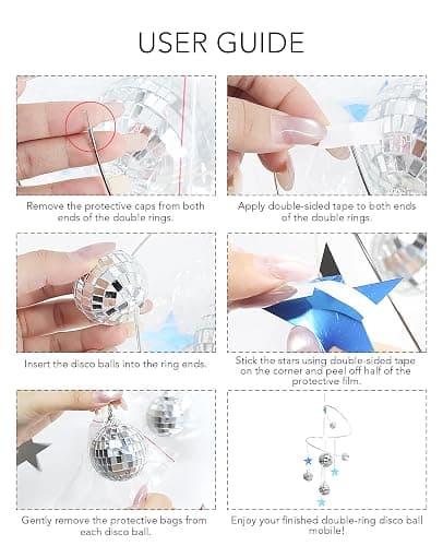 AceList Hanging Disco Ball Decor Suncatcher - Silver Mirror Ball Window Prism for Aesthetic Room Decor, 70s Retro Groovy Boho Party Supplies, Sparkling Spiral Mobile Ornament with Multi-Size Balls thumbnail 2