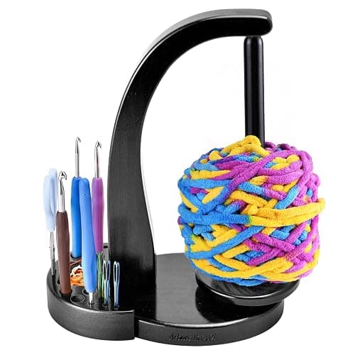 ULOI Crochet Yarn Holder - Upgrade with Crochet Accessories Storage Attachment, Magnetic Wooden Yarn Storage for Knitting Accessories, Perfect for Crocheting and Knitting Projects, Ebony Finish - Image 1
