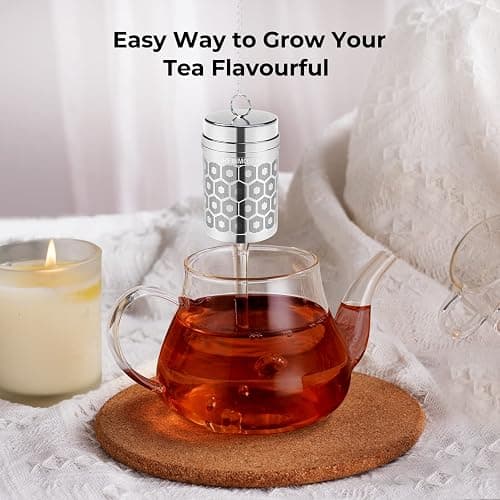 Reinmoson Tea Strainers for Loose Tea, Extra Fine Mesh Tea Infuser, 304 Stainless Steel & Updated Slim Threaded Lid, Loose Leaf Tea Steeper for Black Tea, Rooibos, etc thumbnail 8
