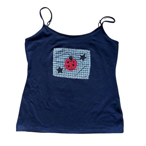 RICHTRUE Y2k Fairy Grunge Patchwork Tank Top Teen Girls Aesthetic Spaghetti Strap Graphic Tee Kawaii Cutecore Emo Clothe - Image 1