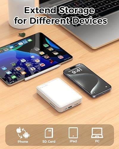 NEWQ Hard Drive for Phone & Computer: USB Flash Storage Device Photo Memory Stick for iPhone, iPad, MacBook Compatible with Apple iOS & Android Cellphone Backup Pictures, Videos, Etc (2, TB) thumbnail 5