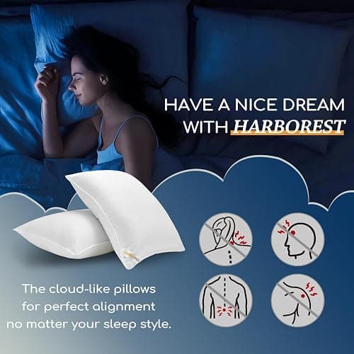 HARBOREST King Size Bed Pillows Set of 2 - Luxury Hotel Collection Down Alternative Pillows for Sleeping, 20 x 36 Inches thumbnail 7