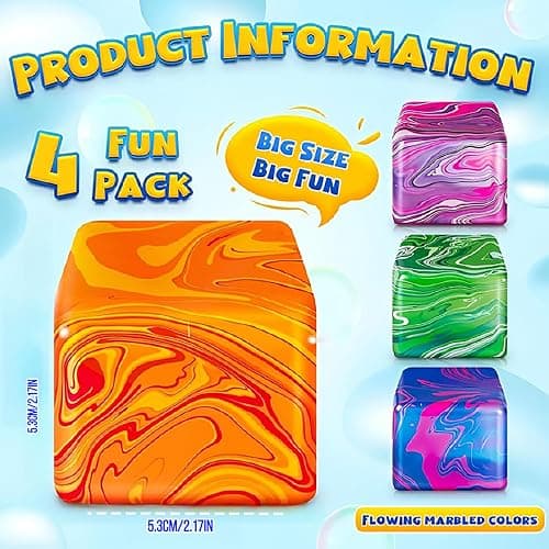 Big Size Marble Ice Cube Squishy Fidget Toys, Stress Relief Squeeze Toy Adults, Party Favors Gifts (5.5cm Ripple Pattern [Purple] + Color Box) thumbnail 2