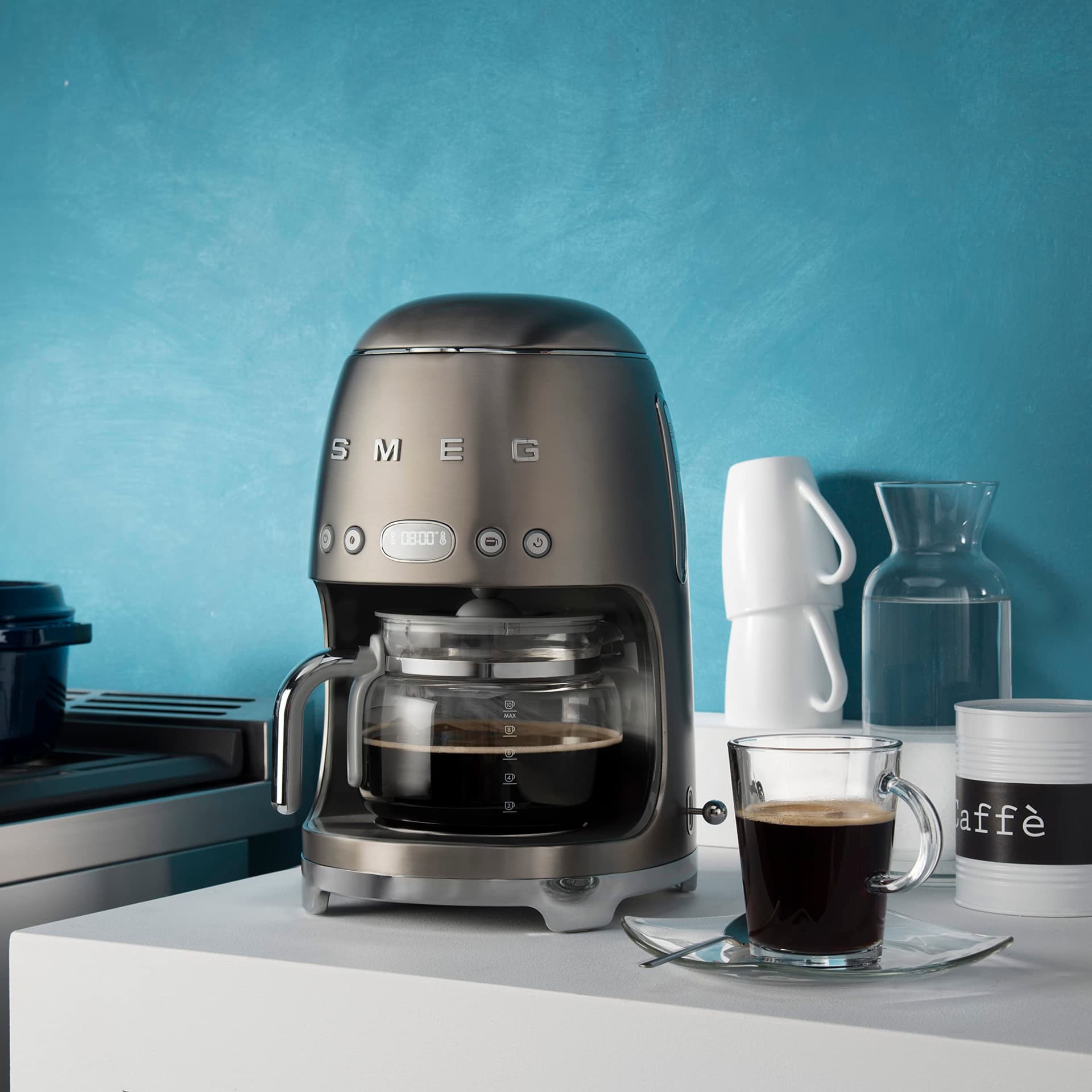 Smeg Máquina de café programável estilo retrô 1950 com 10 xícaras (aço inoxidável), grande thumbnail 4