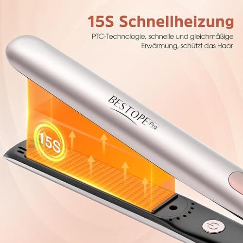 BESTOPE PRO 2 In 1 Glätteisen Locken und Glätten, 15S Schnelle Hitze, Ionenkeramische Haarglätter, Frizz Reduzieren, 3D-Schwebepanel verhindert Haarziehen, LCD-Display, 120-230°C thumbnail 5