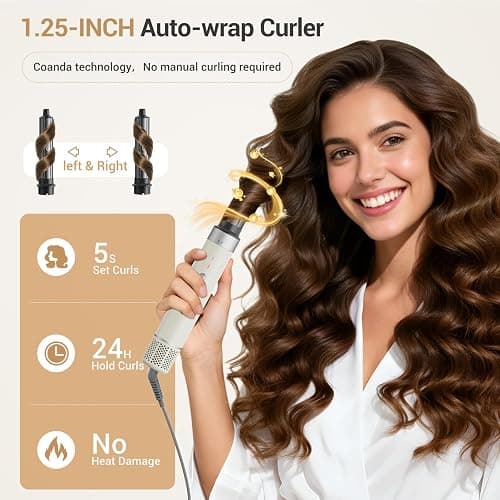 6 in 1 Air Wrap Hair Styler, 110,000 RPM Hair Dryer Brush with Auto-Wrap Curlers, Oval Brush & Volumizer, Hot Air Styler for Fast Drying,Curling, Smoothing & Volume, Air Styler with Travel Case thumbnail 4