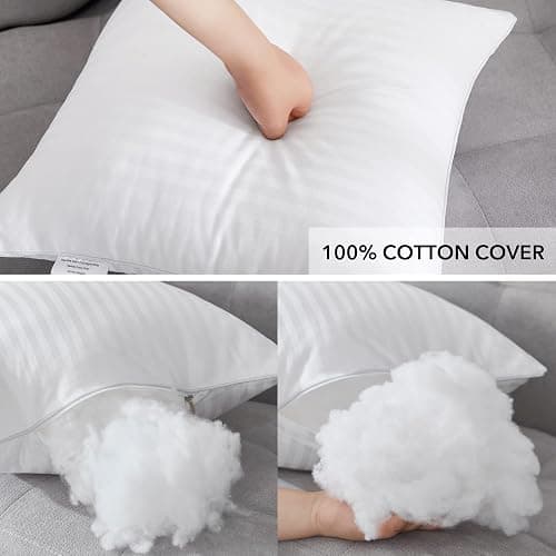 Oubonun 12 x 20 Throw Pillow Inserts, Firm and Fluffy Decorative Square Pillows for Couch Bed Sofa with Soft Cotton Cover White Cushion with Down Alternative Pack of 2 thumbnail 6
