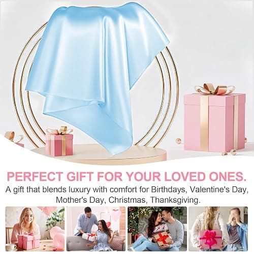 Mulberry Silk Pillow Cases Standard Size with Hidden Zipper, Ultra Smooth and Soft Breathable Cooling Silk Satin Pillowcase for Hair and Skin, Gifts for Women Men (Sky Blue, 20x26 Inches, 1 Pack) thumbnail 7