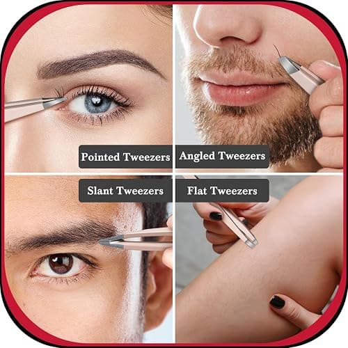 TsMADDTs Tweezers for Women Facial Hair, 8 in 1 Eyebrow Kit with Tweezers, Eyebrow Trimmer Scissors, Razor, Brush with Travel Bag, Hair Plucking Daily Beauty Tools thumbnail 6
