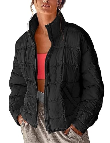 Xiaoxuemeng Womens Quilted Puffer Jacket Zip Up Lightweight Padded Coat Outwear - Image 1