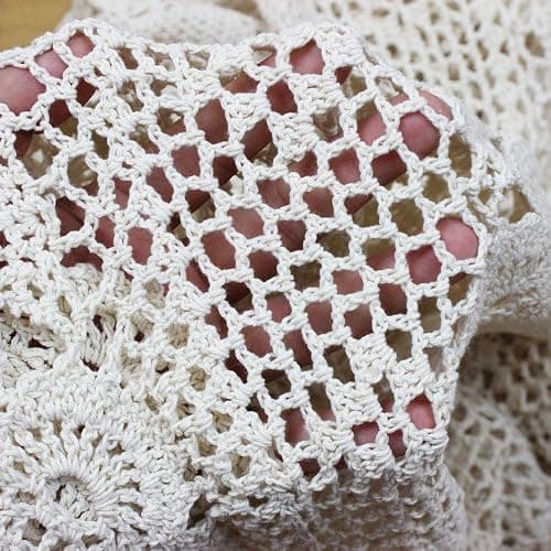 KEPSWET Cotton Handmade Crochet Lace Table Runner Beige Rectangle Coffee Table Dresser Decor (14x36 inch) - 14"x72" Olive Green thumbnail 5