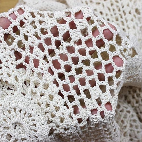 KEPSWET Cotton Handmade Crochet Lace Table Runner Beige Rectangle Coffee Table Dresser Decor (14x36 inch) - 14"x72" Olive Green thumbnail 5