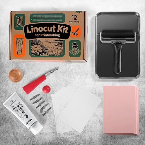 Bobblebro Linocut Kit for Printmaking - Arts and Crafts for Adults - Back to School Gifts DIY Kit - Hobby Kits Birthday Gift for Women Men Boys Girls - Stamp Making Kit - Linoleum Blocks Carving Tools thumbnail 5