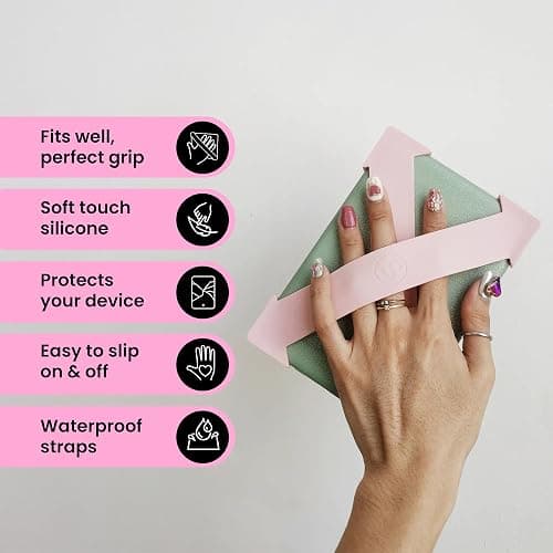 Strapsicle Silicone Hand Strap – Paperwhite Gen 11 (6.8”) & Gen 12 (7”), Colorsoft – Large – 2-Pack – Blush – Comfy Alternative to Case or Cover thumbnail 4