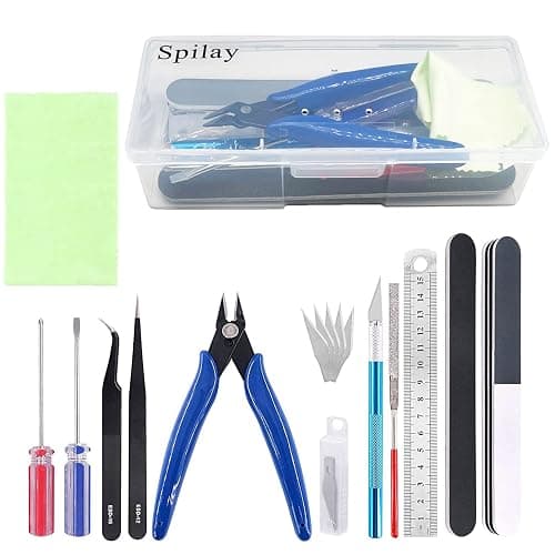 Spilay 16 Pcs Hobby Building Model DIY Tool Kit, Modeler Basic Miniature Handmade Craft Tools Set for Dollhouse Miniature Building - Image 1