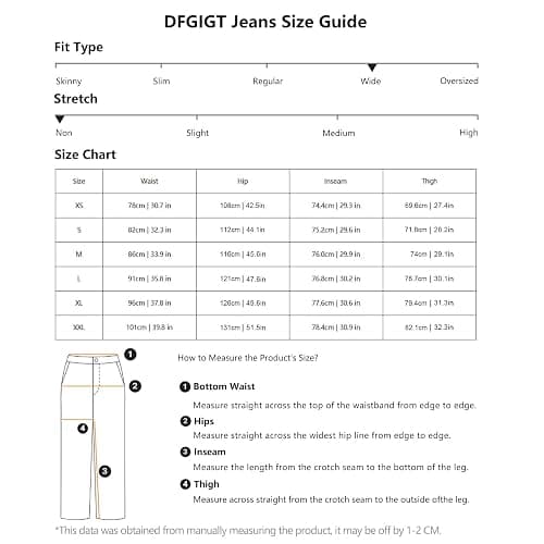 DFGIGT Mens Wide Leg Baggy Jeans Y2k Casual Fashion Loose Denim Pants Work Office Streetwear thumbnail 6