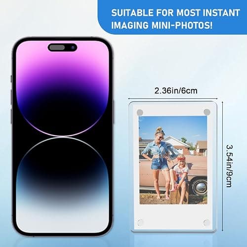 Lzerking 21 Pack Acrylic Magnetic Picture for Refrigerator, Polaroid Frame | 2.36x3.54 Inches for Fujifilm Instax, highly transparent, strong magnetism, round corner design, with peel-off tabs thumbnail 3