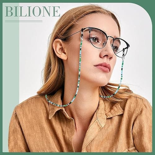 BILIONE 4Pcs Beaded Eyeglass Chains for Women & Girls, Sunglass Holder Strap Around Neck, Acrylic Glasses Hanger Keeper thumbnail 3