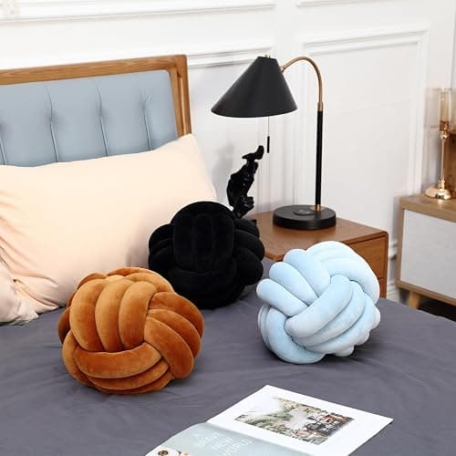 Petrella Knot Pillow Throw Pillows Ball Round Cute Throw Pillows Home Decor Cushion Decorative Aesthetic Spandex,Black 11inch thumbnail 5