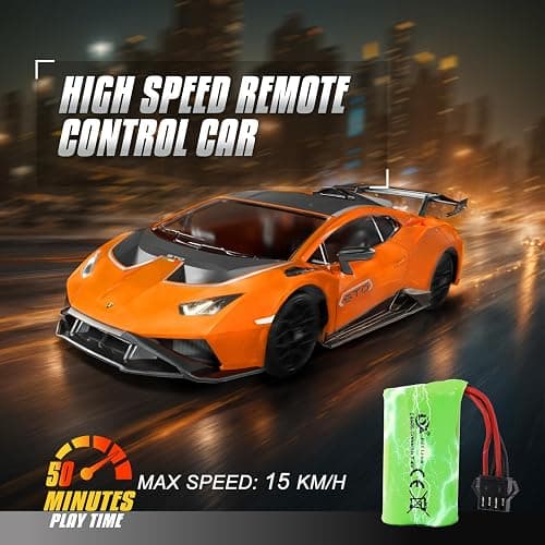 LUXOS RC Lamborghini Remote Control Car for Boys 4-7, 1:18 Scale Official Licensed Lamborghini Toy Car, 2.4Ghz RC Drift Car Toys for Adults Boys 8-12 Kids Birthday Gift Ideas, Drift RC Cars (Orange) thumbnail 3